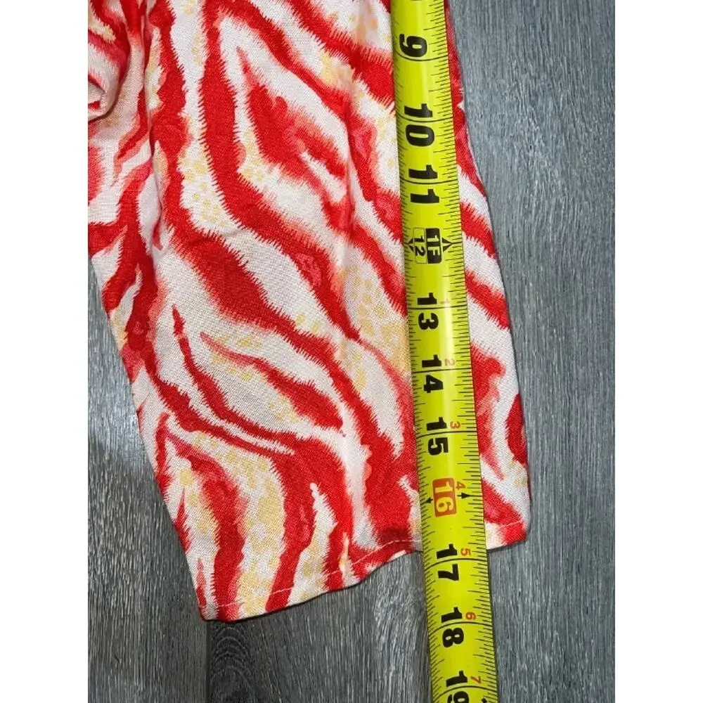 Sherry Taylor Red White Zebra ramie v-neck print 3/4 Sleeve Blouse 3X A005416 - Picture 8 of 8